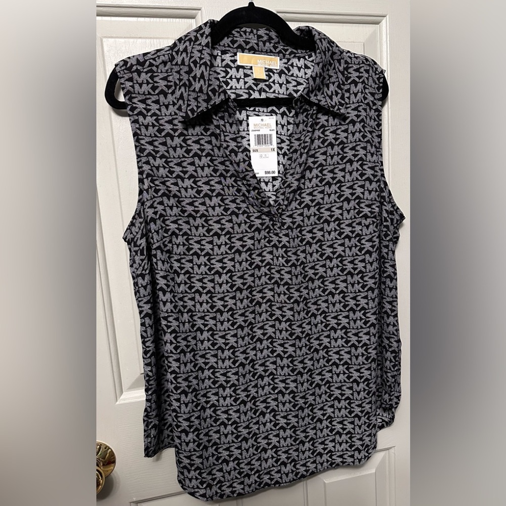 Michael Kors Monogram Black and Gray Blouse